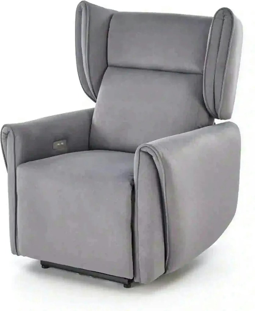 Fotoliu recliner GELATO, gri, stofa clasica, 83x91/161x95/109 cm