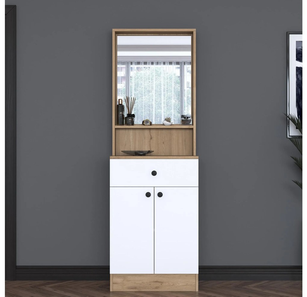 Mobilier hol Pixie 6 (nuc + alb) (cu oglindă). 1102445