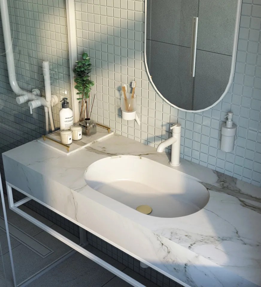 🚰 Baterie pentru chiuvetă SILIA – Finisaj Bianco – Cod BQS_A20M