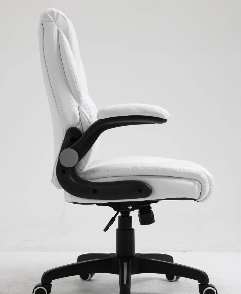 RESIGILAT- Scaun directorial, Rezistent 150 kg, Sezut cu Arcuri Metalice și Spumă, inaltime reglabila, piele ecologica, Alb