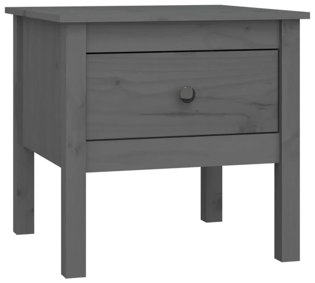 813798 vidaXL Masă laterală, gri, 50x50x49 cm, lemn masiv de pin