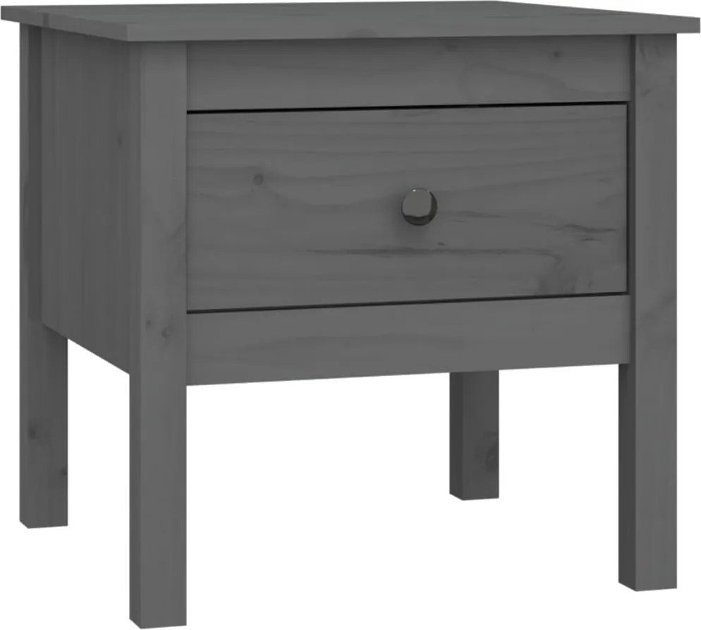 vidaXL Masă laterală, gri, 50x50x49 cm, lemn masiv de pin