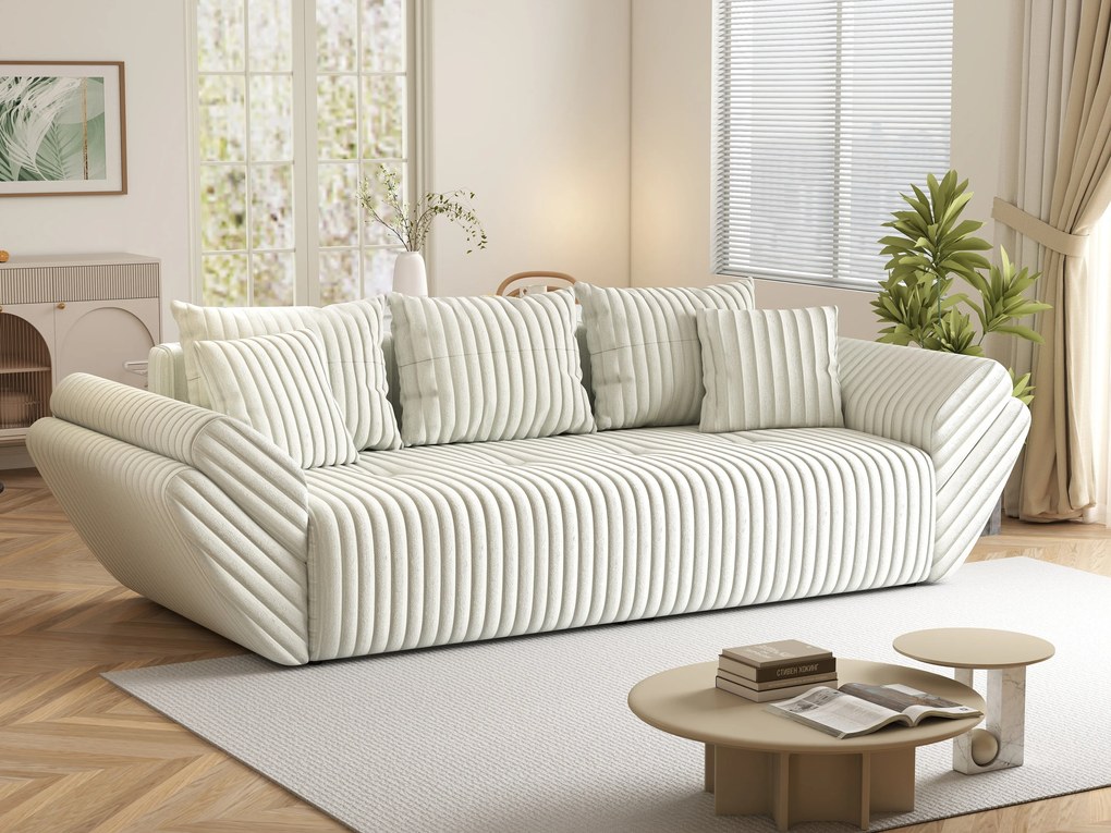 Canapea extensibilă dumonde cu ladă de depozitare si sezut confortabil din spuma high-density, Berlin Ambience Ivory 250x100 cm