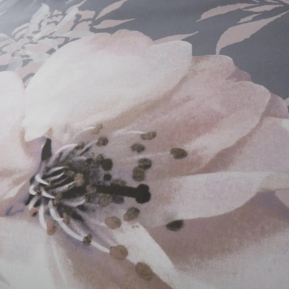 Lenjerie de past Catherine Lansfield Dramatic Floral, 135 x 200 cm, gri