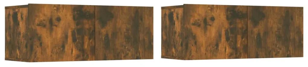 Set dulapuri TV, 4 piese, stejar fumuriu, lemn prelucrat 4, Stejar afumat, 80 x 30 x 30 cm
