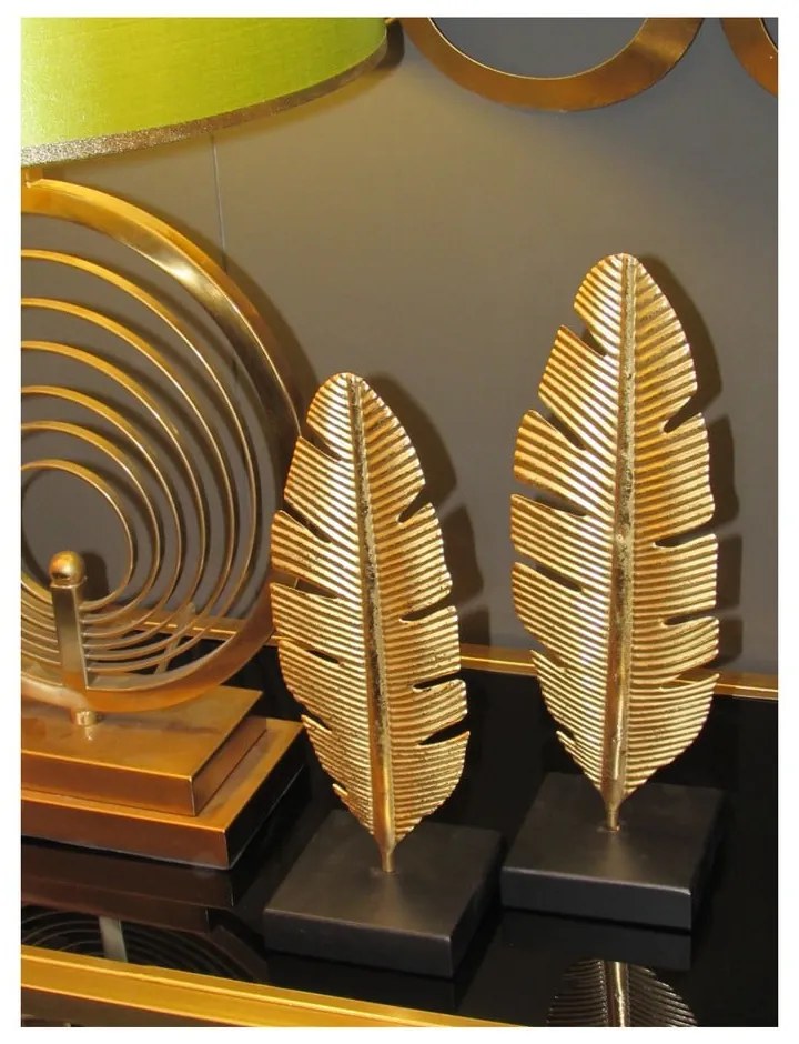 Sfeșnic decorativ Mauro Ferretti Feather, înălțime 34 cm, auriu