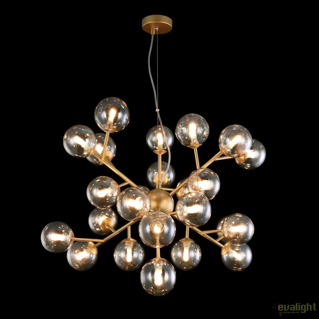 Lustra deosebita cu 24 de surse de lumina Dallas, auriu mat/ chihlimbar MYMOD545PL-24G