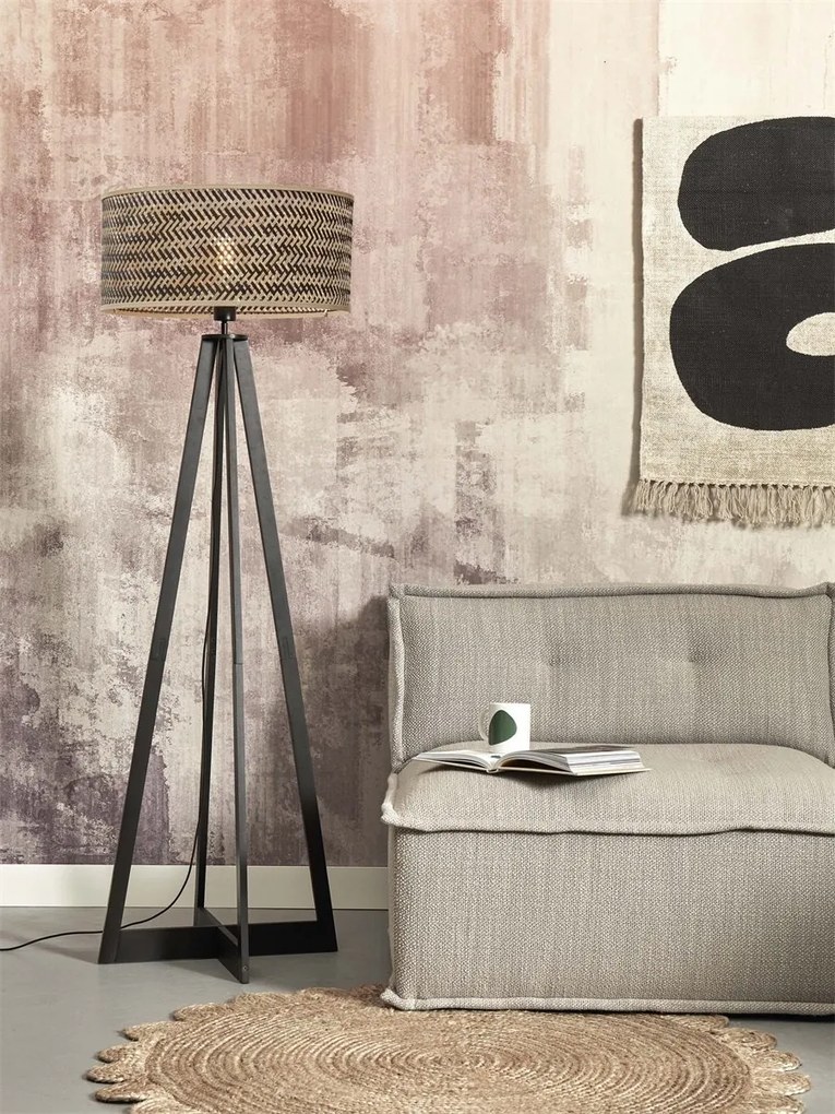 Lampadar eco din bambus Java 4-legs bl/50x22, negru/ natur