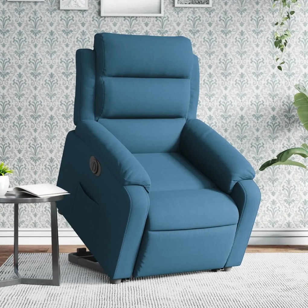 vidaXL Fotoliu electric rabatabil cu ridicare, albastru, catifea