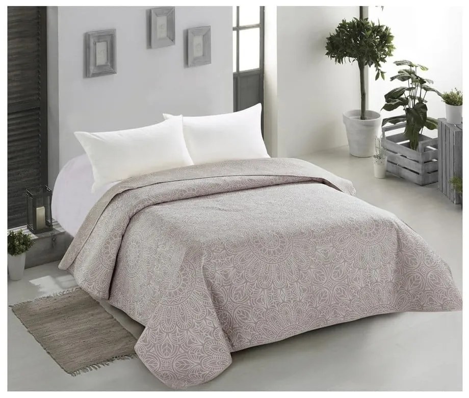 Cuvertură cu 2 fețe AmeliaHome Decor, 200 x 220 cm, bej
