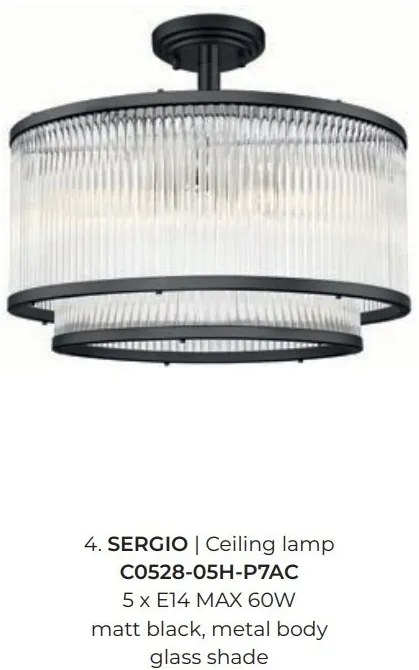 Lustra aplicata eleganta design modern SERGIO negru mat