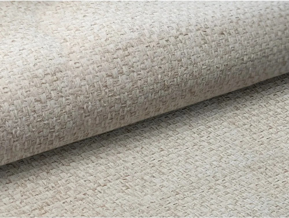 Pat matrimonial crem tapițat cu spațiu de depozitare cu somieră 140x200 cm Mano – Makamii