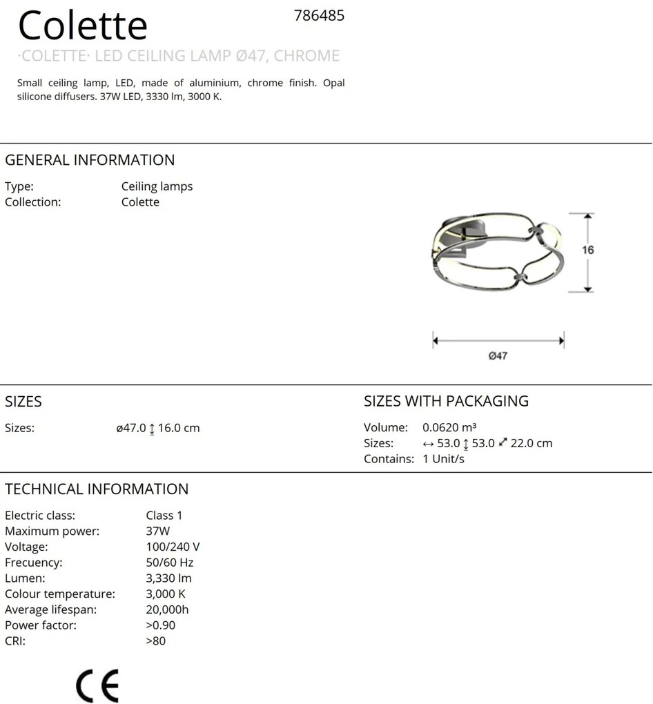 Lustra LED aplicata design ultra-modern 47cm Colette. crom