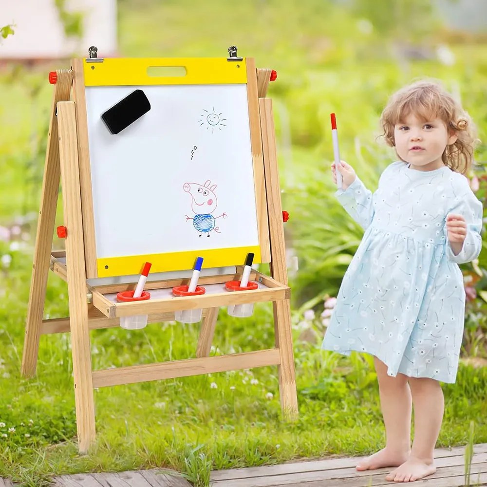 Tablă de desen din lemn 3 în 1 pentru copii