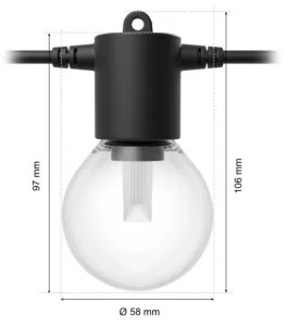 Philips Hue Festavia – Extensie pentru ghirlandă exterioară LED RGBW dimabilă, 10×LED, 7 m, IP65