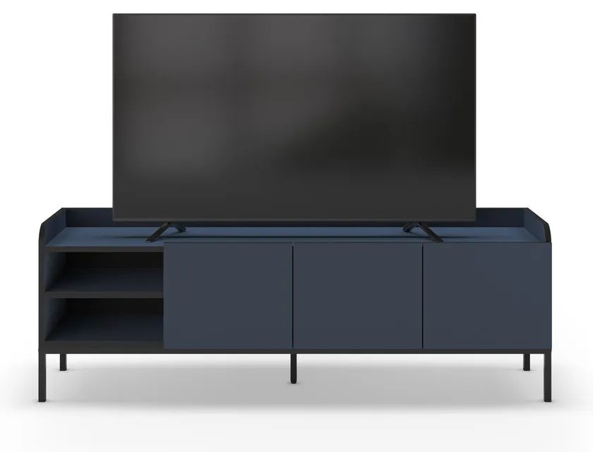 Comodă TV albastră 160x55x42 cm Adara – Marckeric