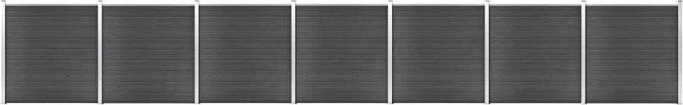 vidaXL Set de panouri de gard, negru, 1218x186 cm, WPC
