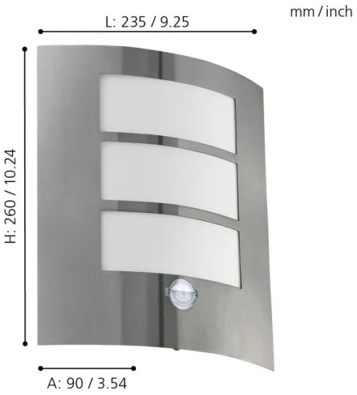 EGLO 88142 - Corp de iluminat perete exterior cu senzor CITY 1xE27/15W