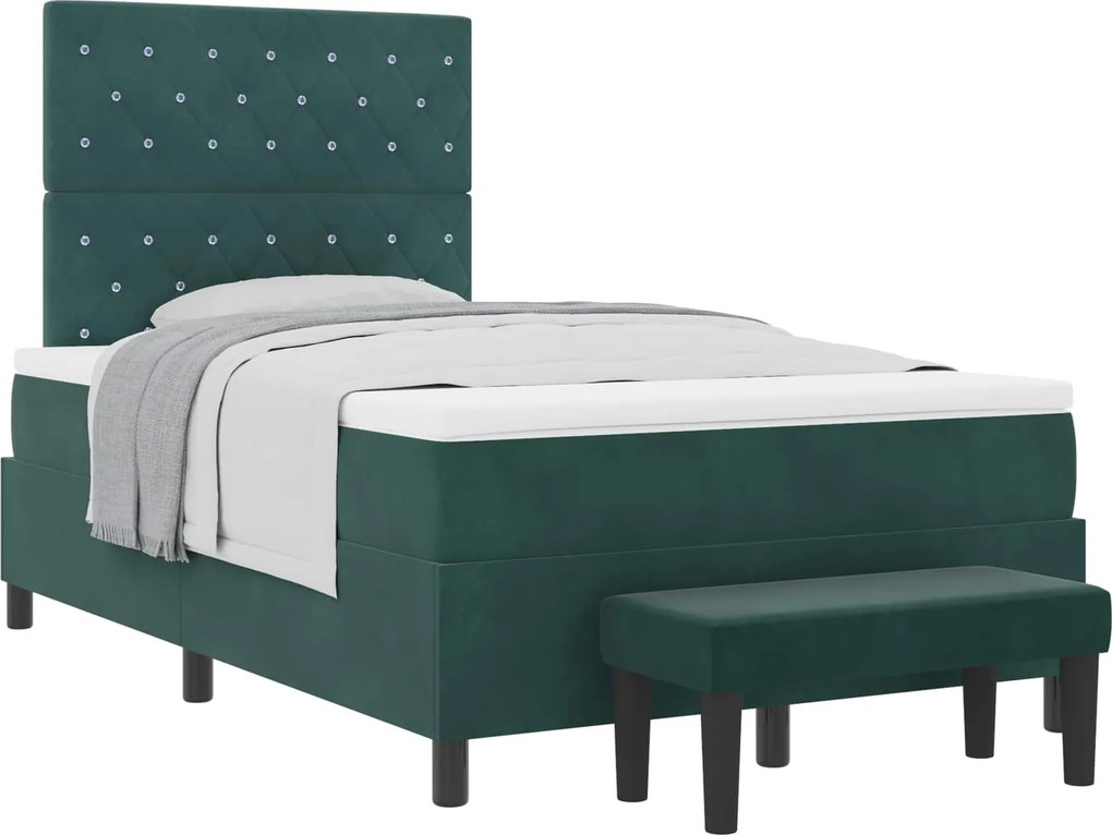 vidaXL Pat cu arcuri cu saltea Verde închis 120 x 200 cm Catifea