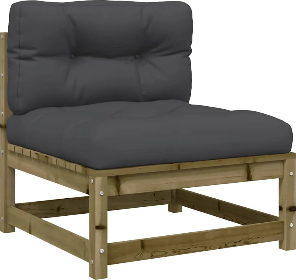 vidaXL Canapea de grădină fără cotiere cu perne, lemn de pin impregnat