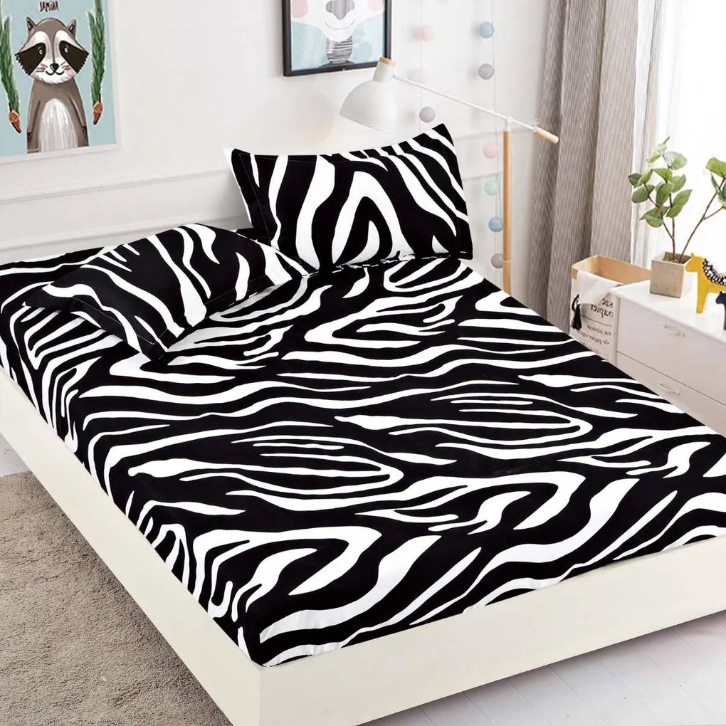 Lenjerie de pat 3 cu elastic 100% bumbac - a746 de la Onesleep