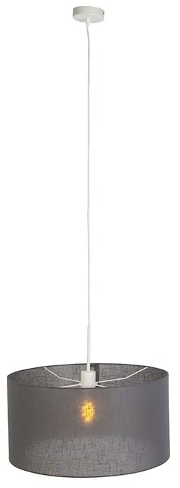Lampă suspendată rustică albă cu abajur gri 50 cm - Combi 1