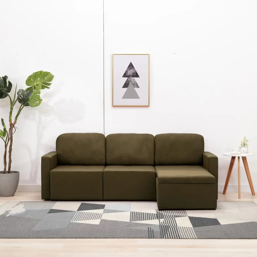 288785 vidaXL Canapea extensibilă modulară, 3 locuri, maro, material textil