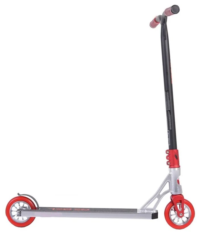 Trotineta Freestyle NOVOKIDS™ Rebel Stunter PRO, Maner 67 cm latime, Max 100 kg, Frana picior, Cadru si roti aluminiu, Diametru roata 120 mm, Rosu