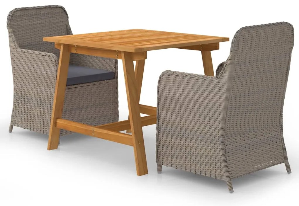 vidaXL Set de masă pentru grădină, 3 piese, maro