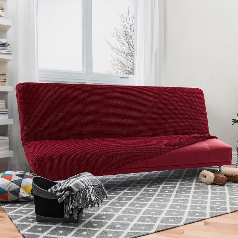 Nueva Textura Huse care se întind foarte bine NIAGARA bordo 2fotoliu cu manere de lemn (l. 130 - 160 cm)