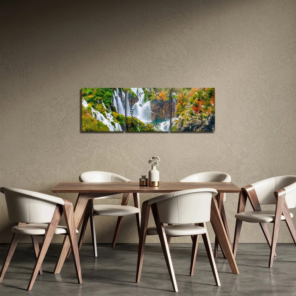 Tablou - Parcul Național Lacurile Plitvice (cu ceas) (90x30 cm)