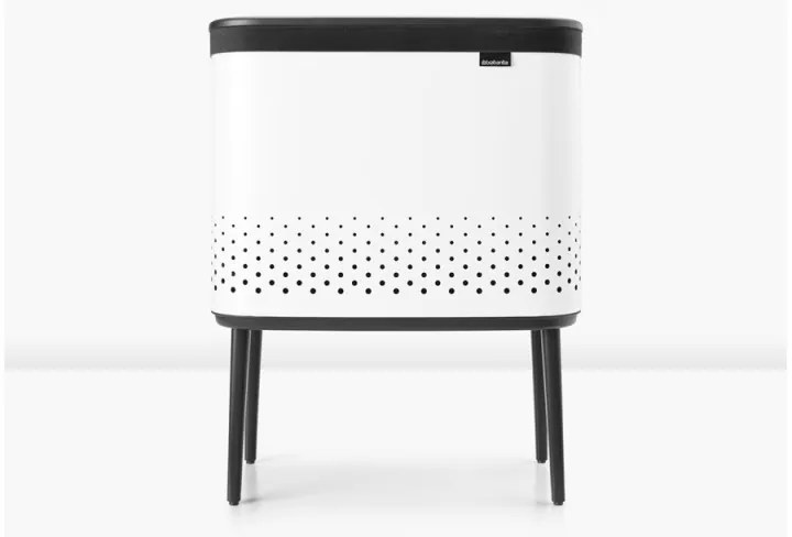 Cos de rufe Brabantia Bo 1004174, 60 L, Umplere fara deschidere, Orificii aerisire, Picioare reglabile, Alb