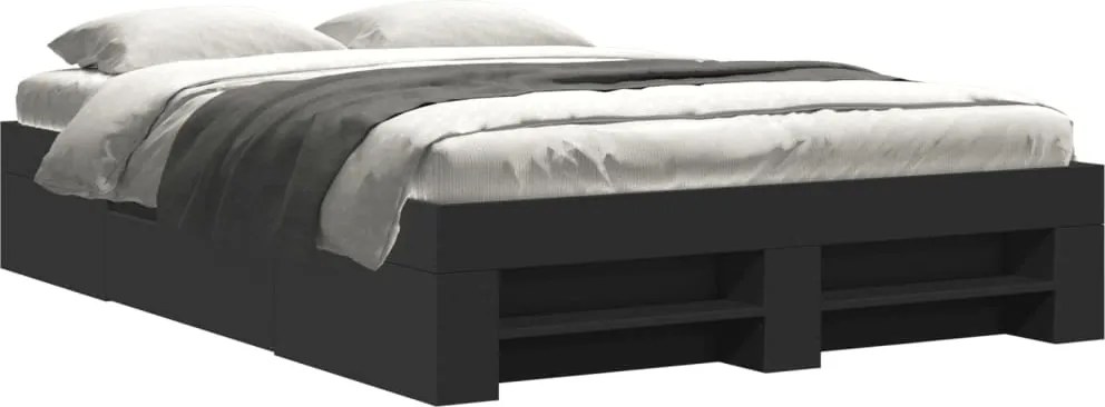 vidaXL Cadru de pat, negru ,135x190 cm, lemn prelucrat