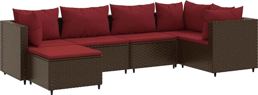 vidaXL Set mobilier de grădină cu perne, 6 piese, maro, poliratan