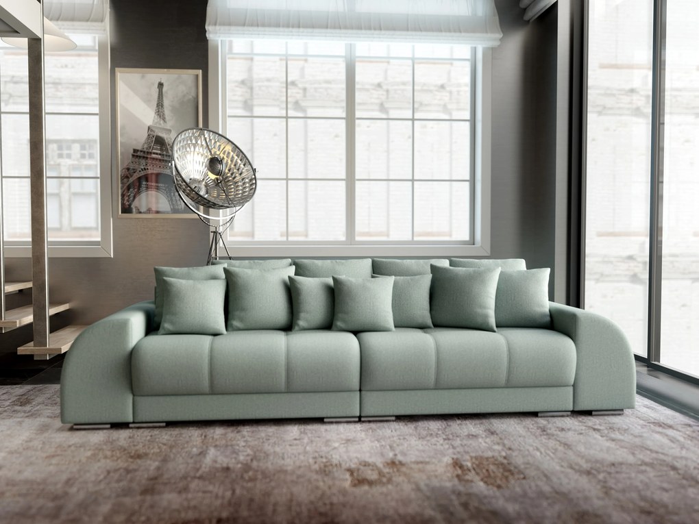 Canapea extensibilă dumonde cu 2 lăzi de depozitare si sezut confortabil din spuma high-density, Verona Enjoy Mint 310x100 cm
