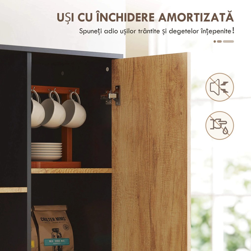 HOMCOM Dulap de bucătărie multifuncțional cu 2 sertare, 1 dulap, 2 nișe și orificii pentru cabluri | Aosom Romania