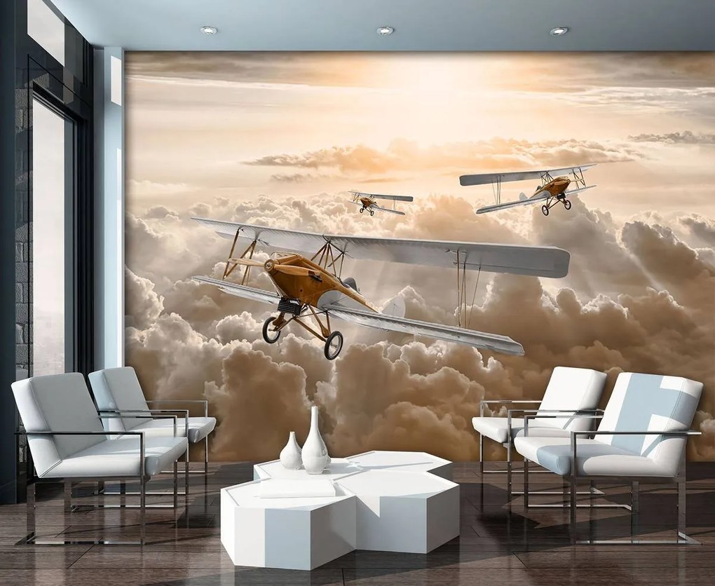 Fototapet - Avioane deasupra norilor (152,5x104 cm)