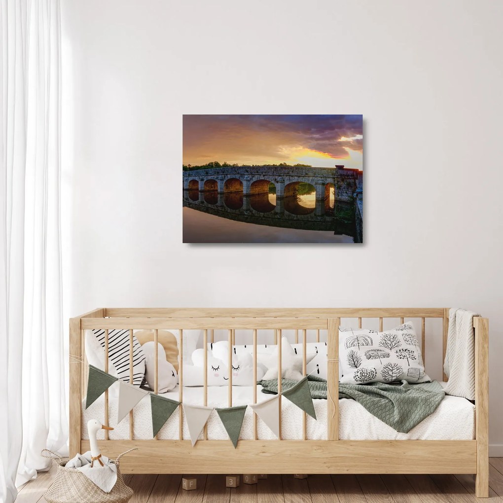 Tablou pe sticlă cu pod (70x50 cm)