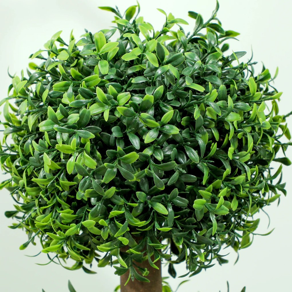 HOMCOM Lot de 2 arbori artificiali 101,6 cm 3 bușoni de buxus topiaires plantă falsă verde PE cu ghiveci interior și exterior | Aosom Romania