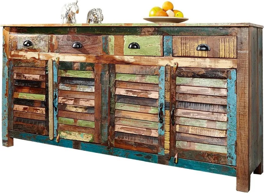 Comoda design vintage, Shabby Chic Jakarta 160cm, multicolor A-40126 VC