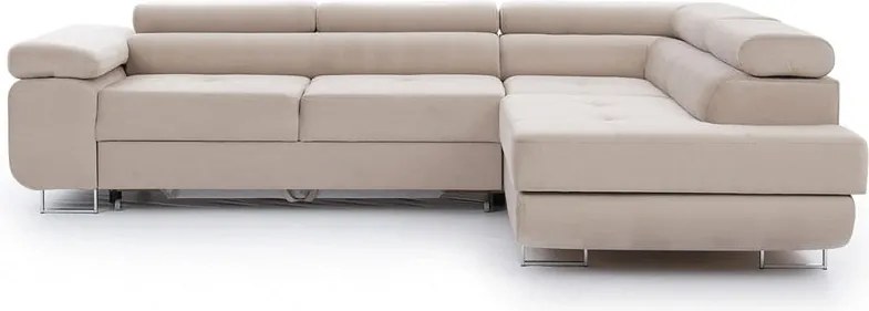 Colțar bej extensibil/cu spațiu de depozitare (cu colț pe partea dreaptă/în formă de ”L”) Anton – ELTAP