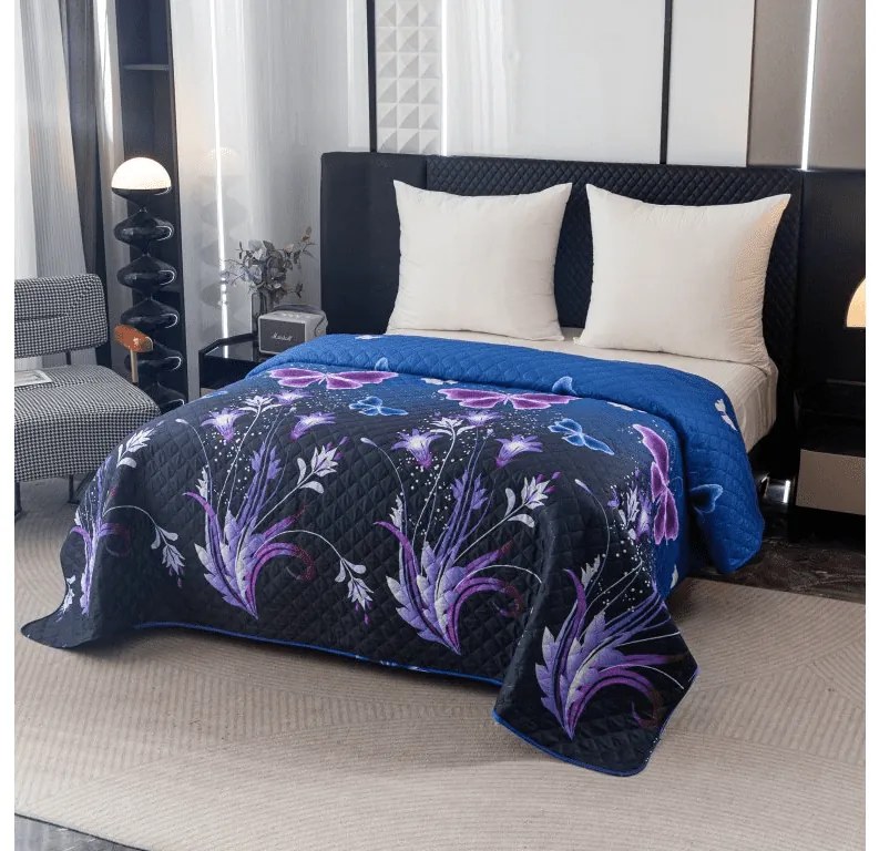 Cuvertura de pat VIOLET BUTTERFLY albastru inchis Dimensiune: 220 x 240 cm