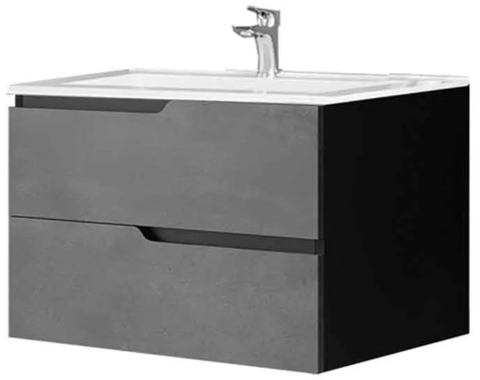 Mobilier pentru lavoar incastrat 80 cm, gri urban, Fluminia Bari 80 Gri