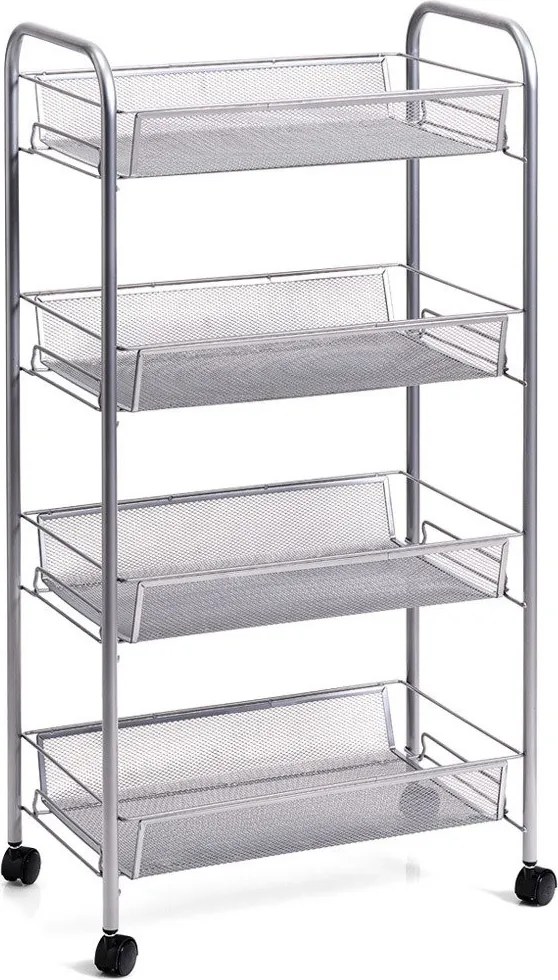Organizator universal, suport cu roți, plasă de oțel, depozitare pe 4 niveluri, ZELLER