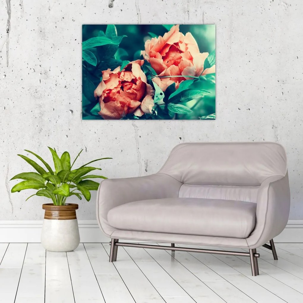 Tablou pe sticlă - Flori de primăvară (70x50 cm)