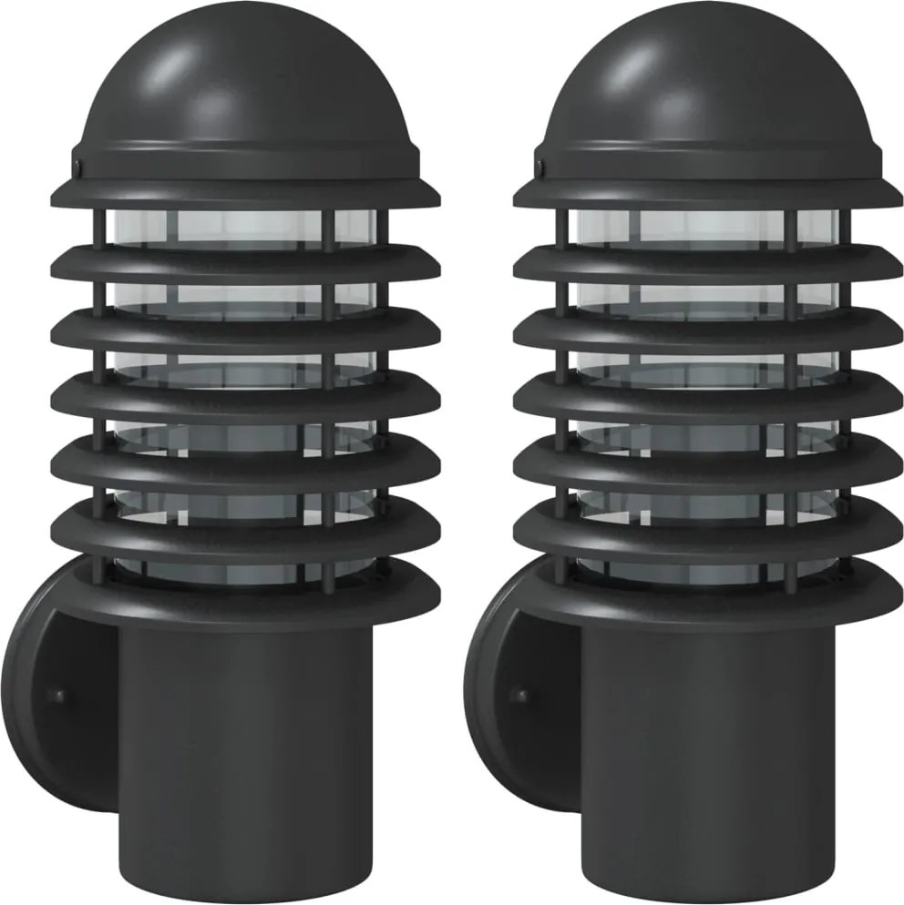 vidaXL Corpuri de iluminat exterior de perete 2 buc argintiu oțel inox