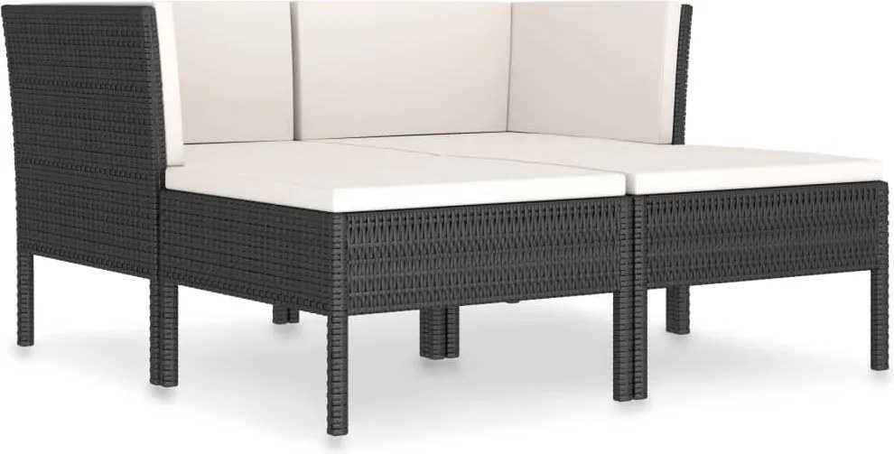 vidaXL Set mobilier de grădină cu perne, 4 piese, negru, poliratan