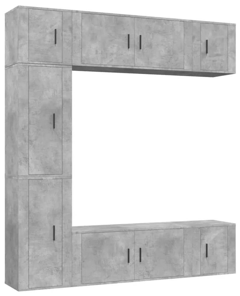 3188650 vidaXL Set dulapuri TV, 7 piese, gri beton, lemn prelucrat
