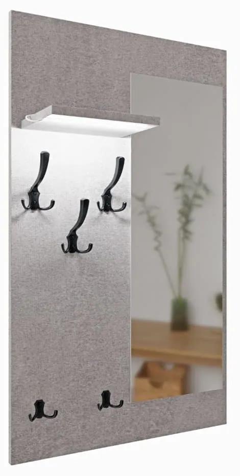 Cuier cu oglindă LED - Beton
