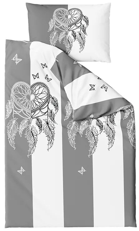 Lenjerie de pat din bumbac TIRSO BLEND gri-alb Dimensiune lenjerie de pat: 70 x 90 cm | 140 x 220 cm